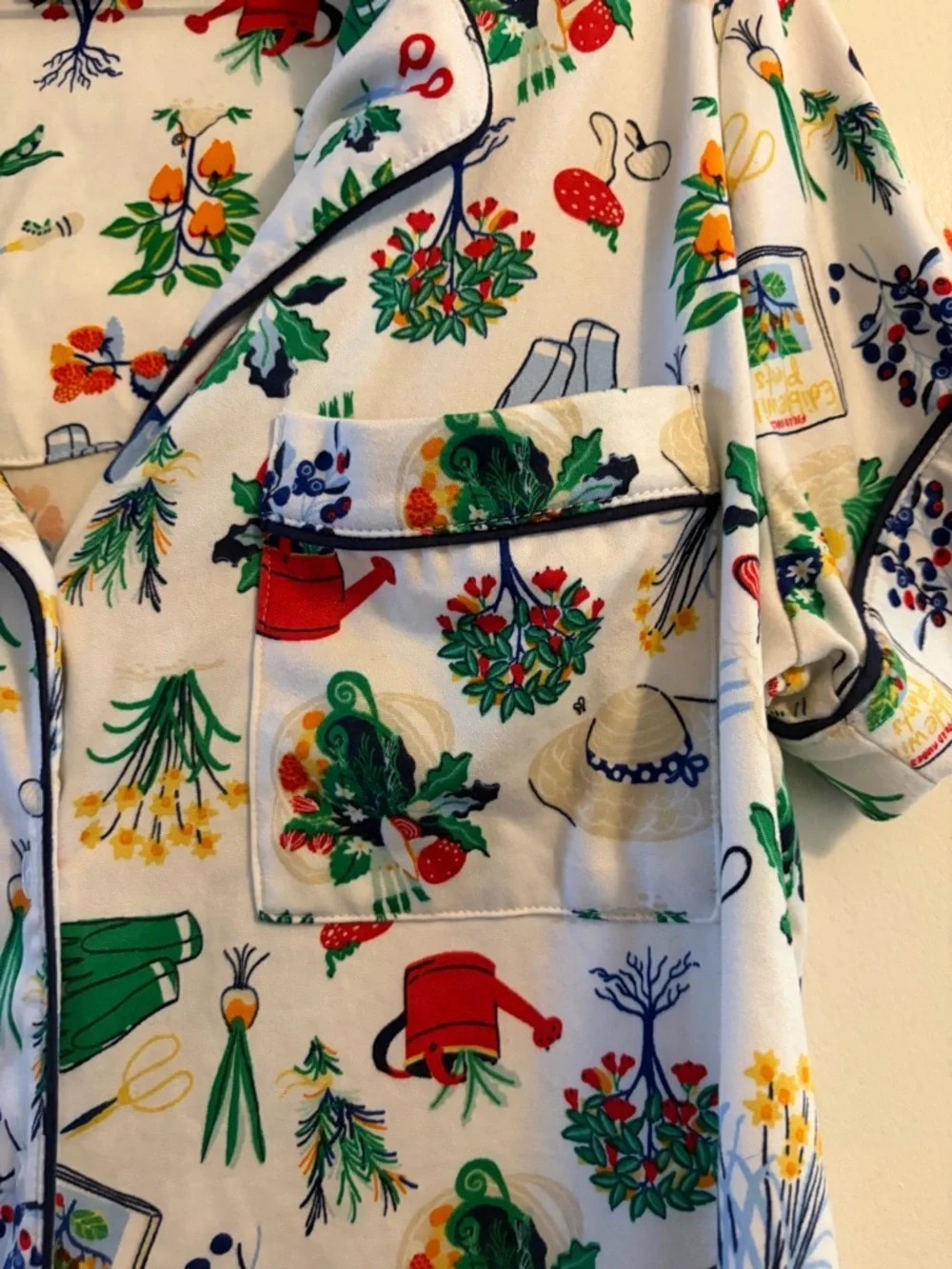 Kate Spade Gardening Icons 2 Piece Top Pant Stretch Knit Pajama Set Size Small